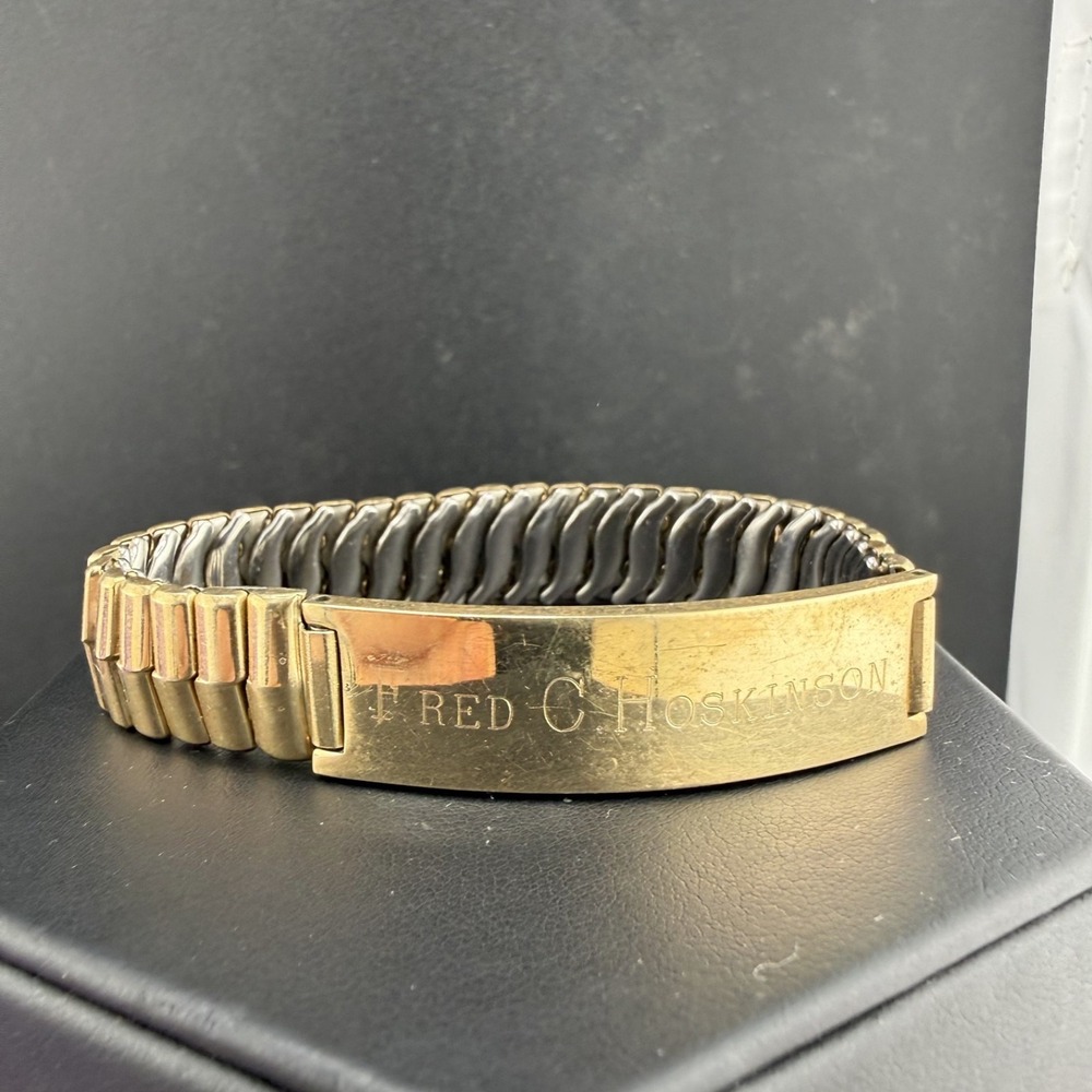 Vintage Elco Gold Filled‎ ID Bracelet Expandable Engraved "Fred Hoskinson" 6.5"